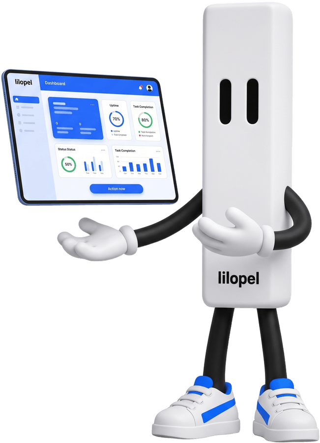 Lilo presenteert een app op een tablet